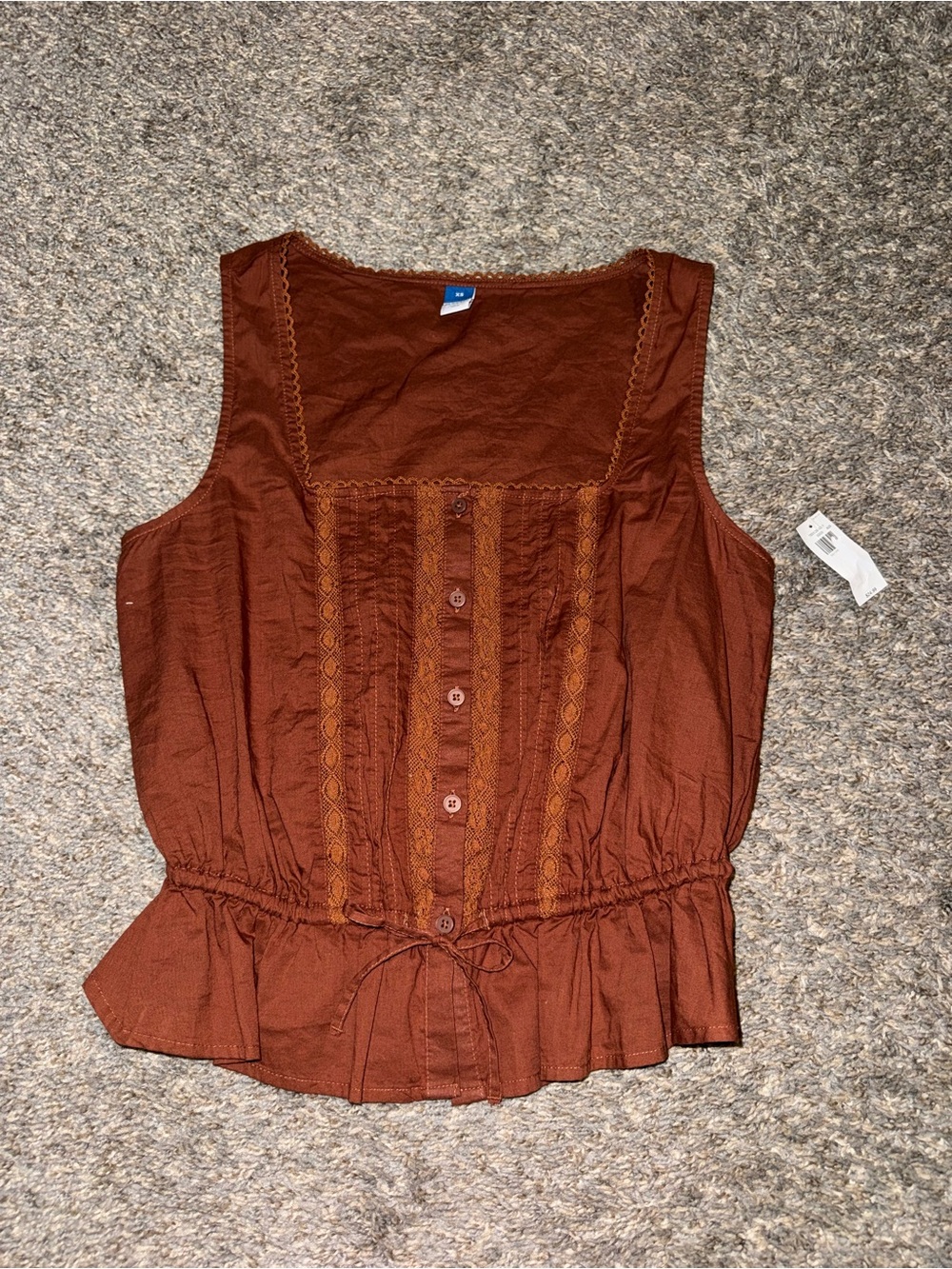 NWT Old Navy Rust Brown Sleeveless Button-Front Peasant Camisole